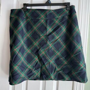 Talbots Navy and Green Plaid Mini Skirt